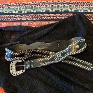 Beautiful vinyl belt with studs and stones